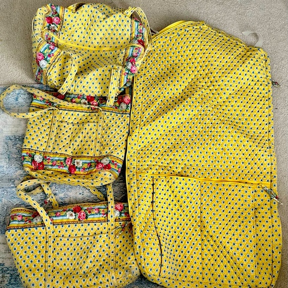 Vera Bradley Handbags - Vera Bradley Yellow Floral Travel Bag Set retired pattern